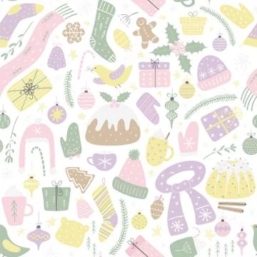 Christmas things seamless pattern Stock Illustration