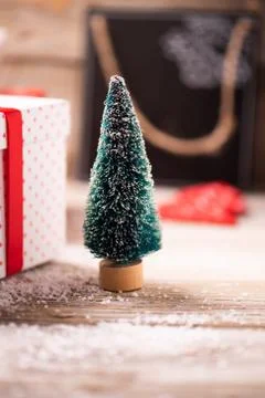 Christmas time boxes goft on a table Stock Photos