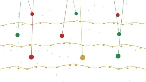 Christmas Tinsel Garland Loop Festive Gold Red Green Background Holiday Party Stock Footage 345264512