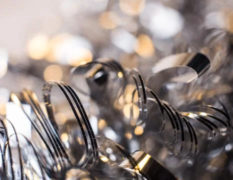 Christmas tinsel macro Stock Photos