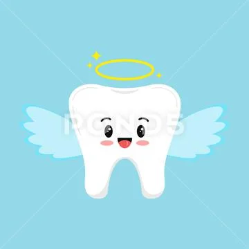 Christmas tooth angel isolated on blue background.: Royalty Free #162466078