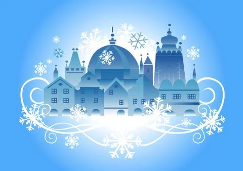 Christmas town background Stock Illustration