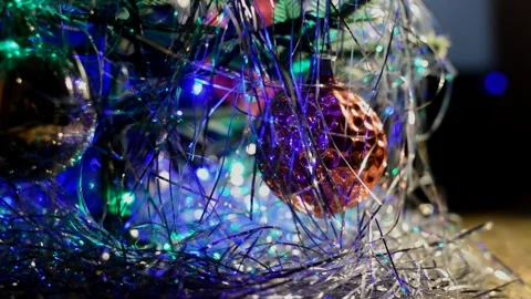 Christmas toy on artificial tree Stock Footage 247056649