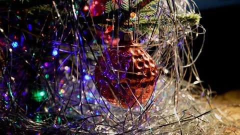 Christmas toy on artificial tree Stock Footage 247068351