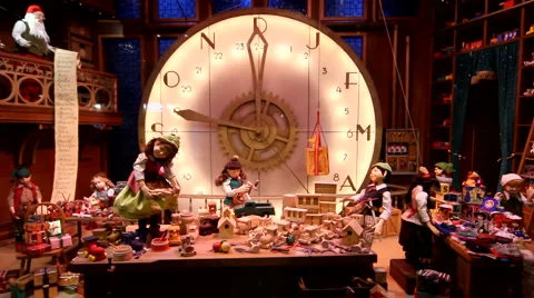 Christmas toy decoration shopping window display Stock Footage