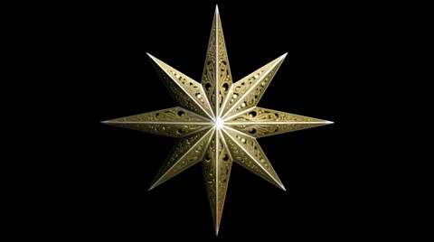 Christmas Toy - Gold Star - Loop + Alpha Stock Footage