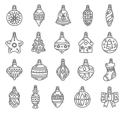 Christmas toy set featuring snowflake finial bell Stockillustratie