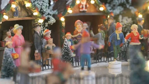 Christmas toy souvenir - ice rink Stock Footage