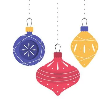 Christmas toys in simple style. Illustration on white background for web banner Stock Illustration