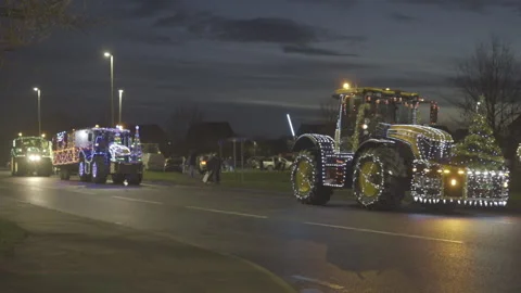 Christmas Tractor Parade Stock Footage 226647230