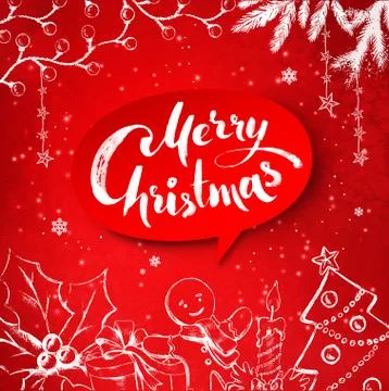Christmas traditional festive objects and banner Stock Illustration