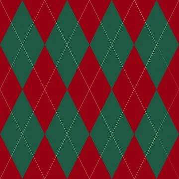 Christmas traditional seamless pattern with red and green argyle Stock Illustration