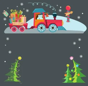 Christmas train Stock Illustration