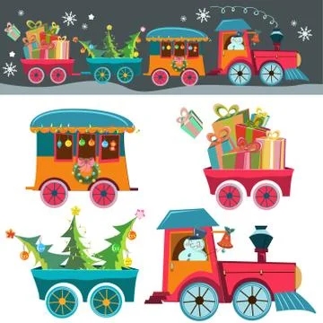 Christmas train Stock Illustration