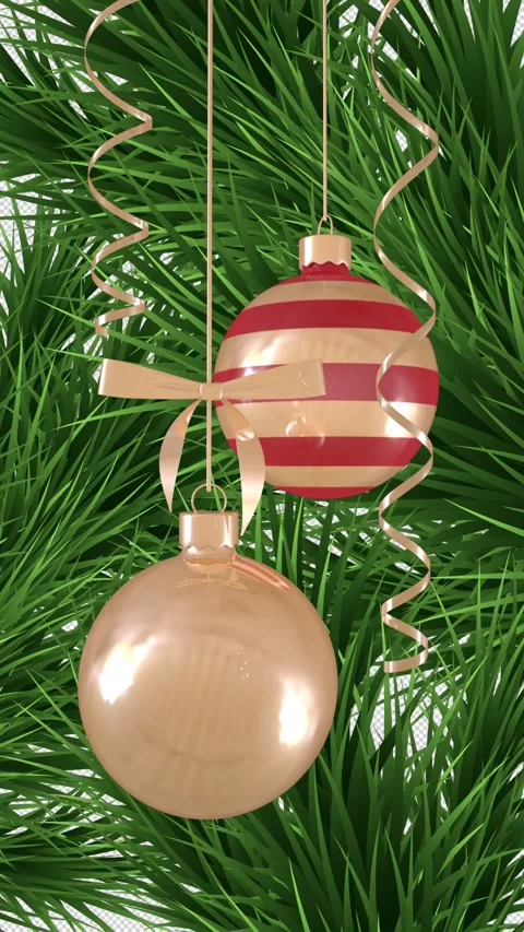 Christmas transition with a pine branches and Christmas decorations Stock Footage 324126454