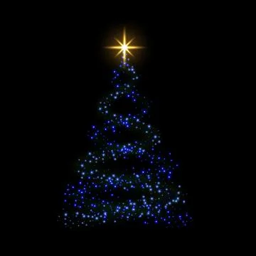 Christmas tree 3d card background. Blue Christmas tree as symbol of Happy New Stock Illustration
