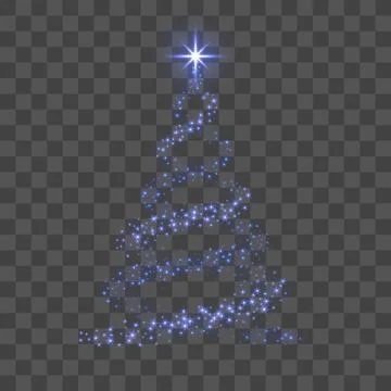 Christmas tree 3d for card. Transparent background. Blue Christmas tree as sy Stock Illustration