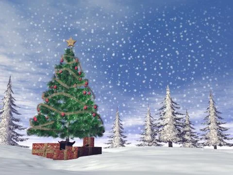 Christmas tree - 3D render Stock Illustration