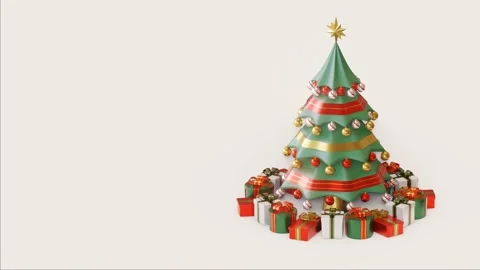 Christmas Tree 3D Rendering Animation Stock Footage 163858779