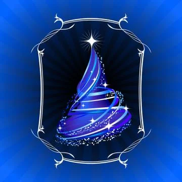 Christmas Tree on Abstract Background Stock Illustration