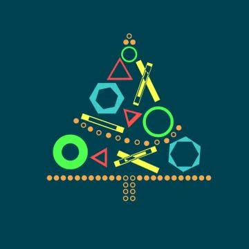 Christmas tree abstraction. Vector graphics. minimalism circles and lines Stock Illustration