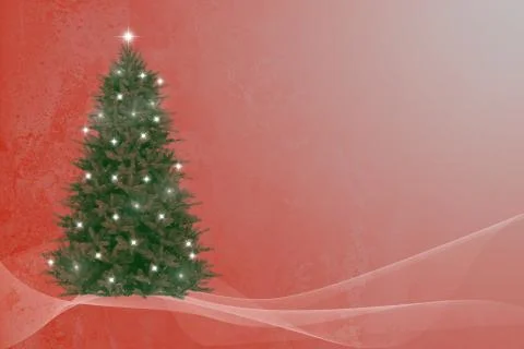 Christmas tree against red background Stock Illustration