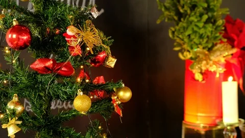 Christmas tree and blink light christmas and light candle Stock Footage 99534787