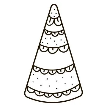 Christmas tree and decorations icon  in hand drawn style Stock Illustration