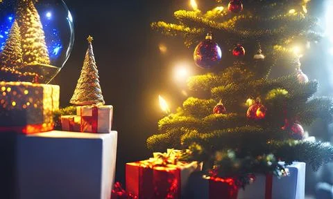 Christmas tree and decorations Stock Illustration