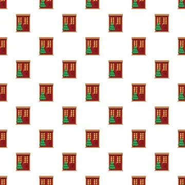Christmas tree and door pattern holiday background イラスト素材