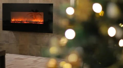 Christmas tree and fireplace Stock Footage