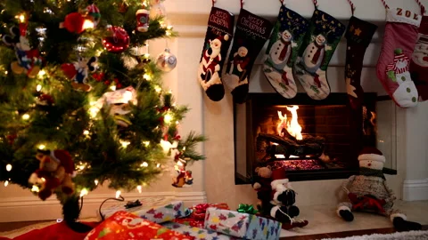 Christmas Tree and Fireplace Stock Footage 144850191