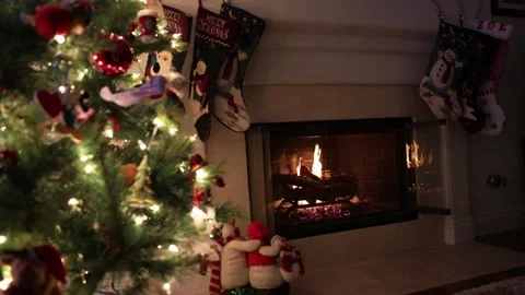 Christmas Tree and Fireplace Stock Footage 144907575