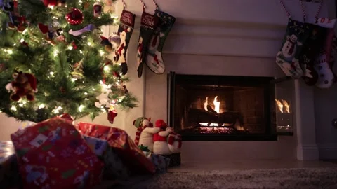 Christmas Tree and Fireplace Stock Footage 144907584