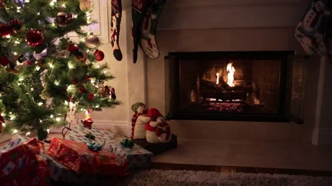 Christmas Tree and Fireplace Stock Footage 144907602