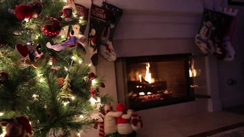 Christmas Tree and Fireplace Stock Footage 144907605