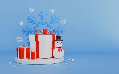Christmas tree and gift box on blue background Stock Illustration