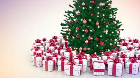 Christmas tree and gift boxe Stock Footage 145413573