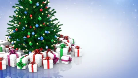 Christmas tree and gift boxes Stock Footage 163701979
