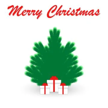 Christmas tree and gift boxes. Minimalistic design Christmas card. Vector ill Stock Illustration