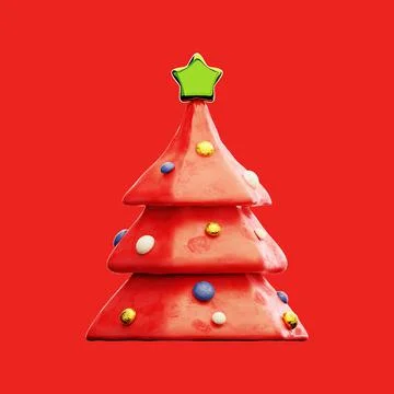 Christmas tree and gift boxes under snow clay illustration Stock Illustration