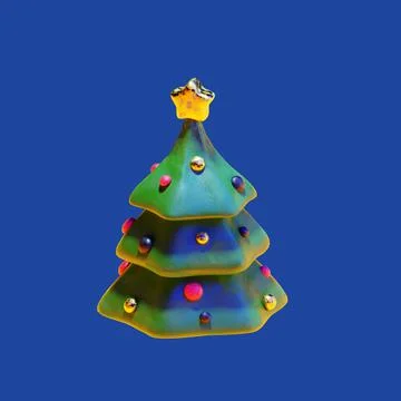 Christmas tree and gift boxes under snow clay illustration Stock Illustration