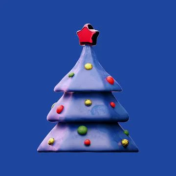 Christmas tree and gift boxes under snow clay illustration Stock Illustration