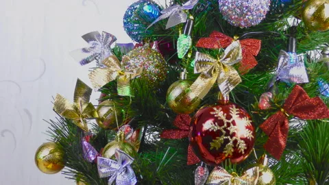 Christmas tree and gift underneath on white cover Stock Footage 146910509