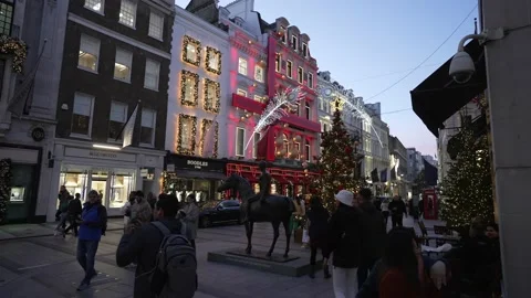 Christmas tree and lights, Old Bond Street, Westminster, London, England Stock Footage 195705266