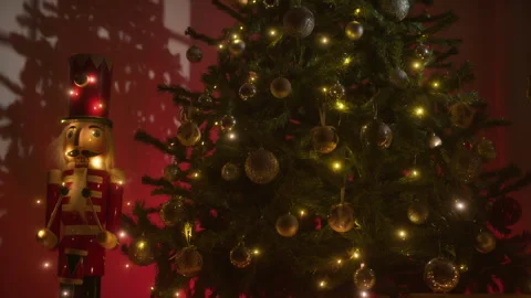 Christmas tree and nutcracker background Stock Footage 255589177