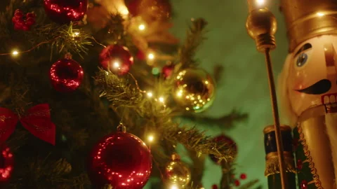 The Christmas tree and the nutcracker on the side Stock Footage 220838906