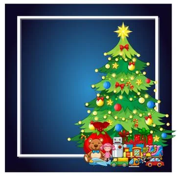 A christmas tree and present frame Stock Illustration