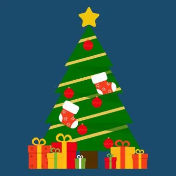 Christmas tree and presents vector image Stock Illustration