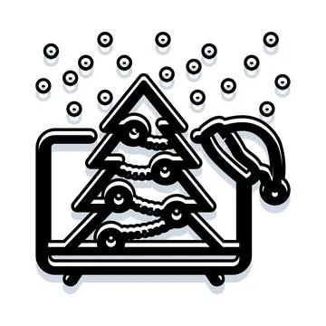 Christmas tree and santa hat during digital winter celebration Stock Illustration